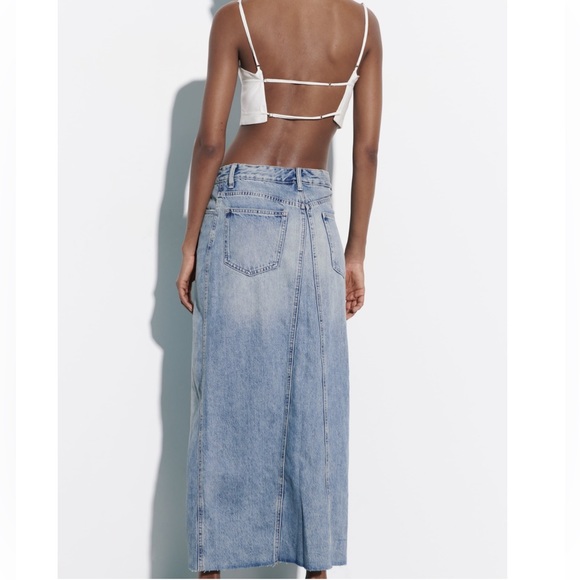 Zara TRF CROSSOVER LONG DENIM SKIRT - Picture 10 of 15